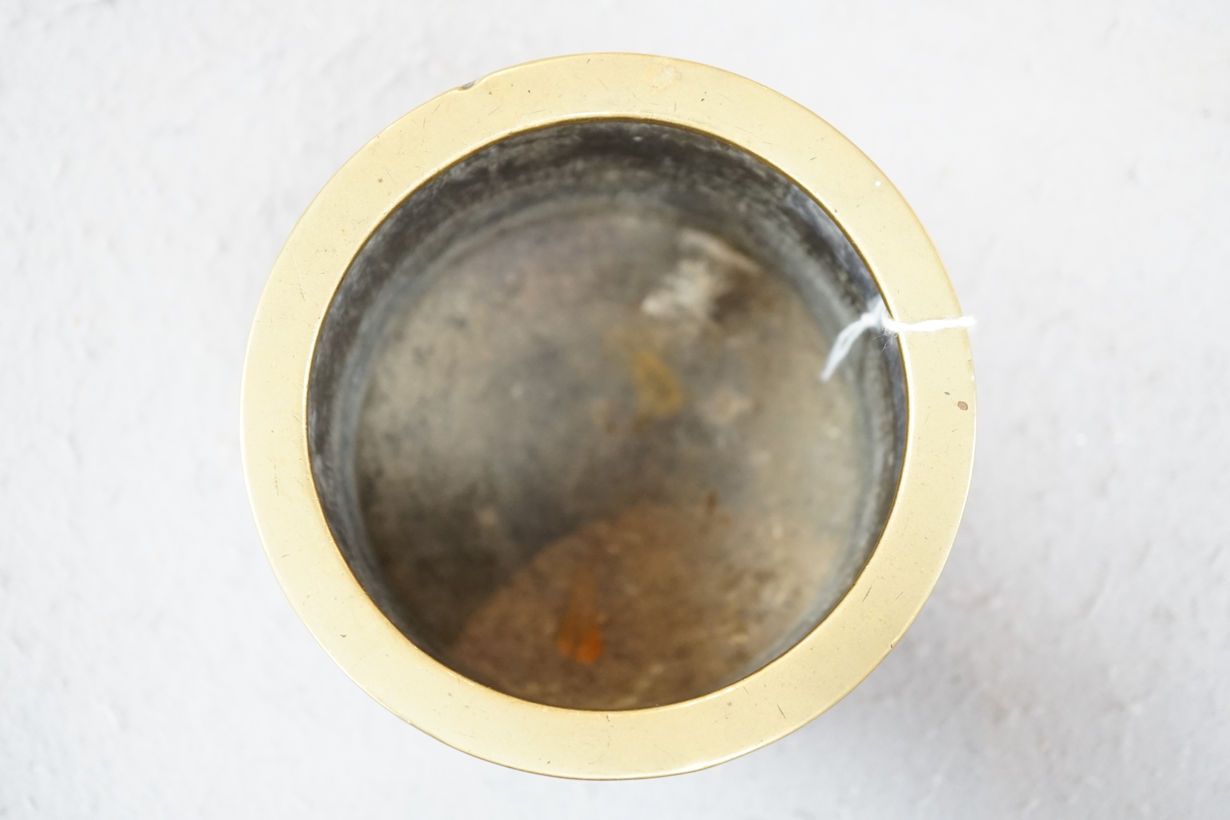 A Chinese bronze censer, two character Xuande seal mark, 18th century, 10.4cm high, 12.1cm diameter, small dents
